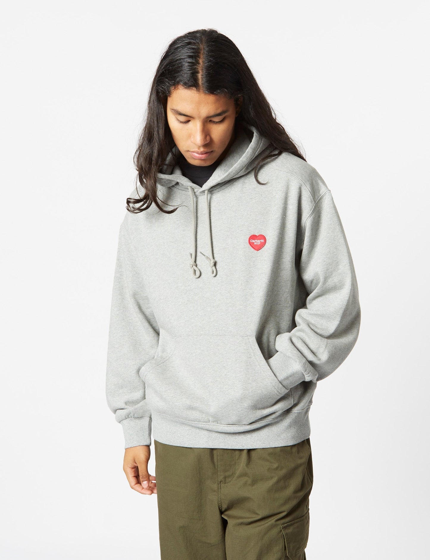 Sweat à capuche « Cœur » – Gris chiné cendré