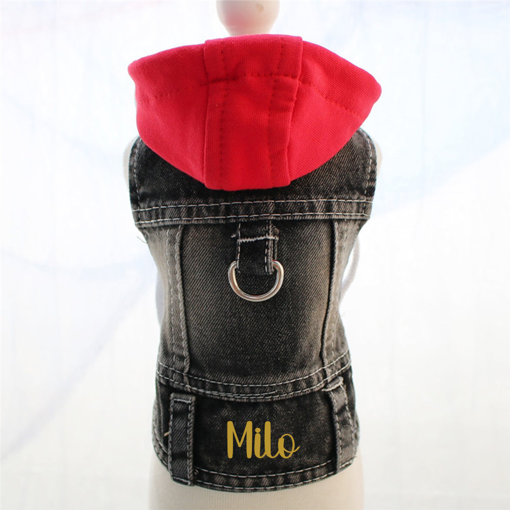 Personalisierte Denim Kapuzenjacke für Haustiere | inCloth60