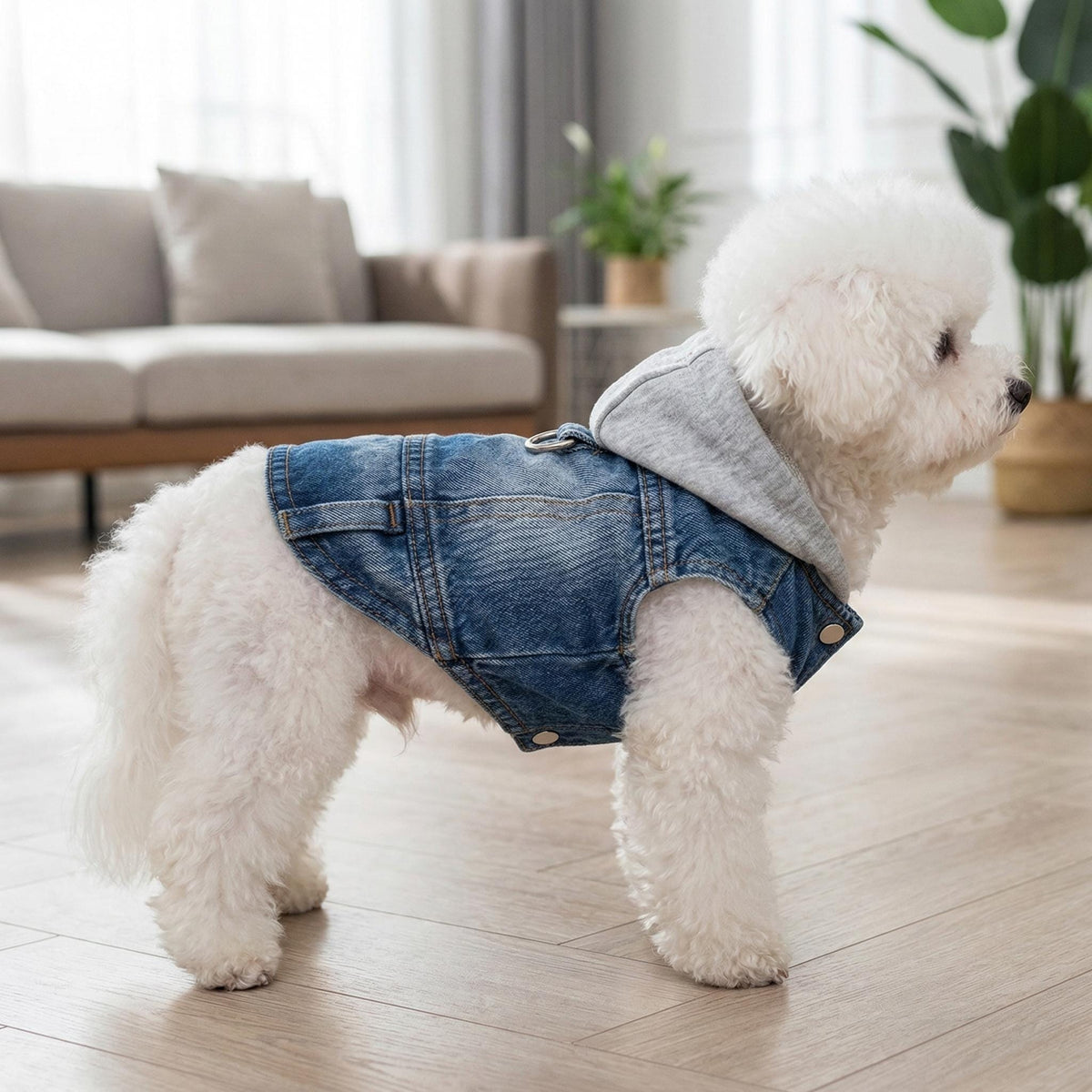 Personalisierte Denim Kapuzenjacke für Haustiere | inCloth60