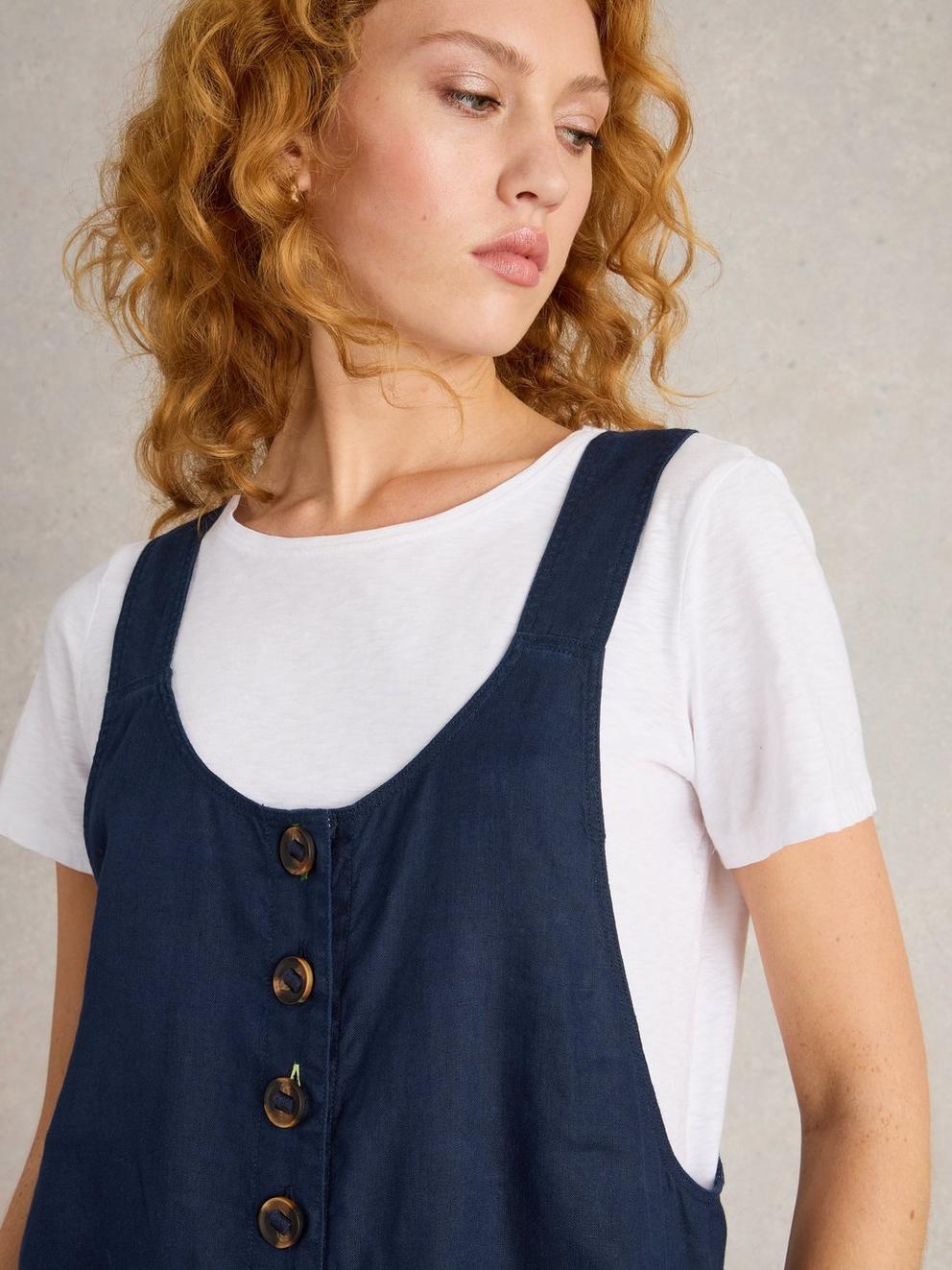Viola Sleeveless Linen Dungaree