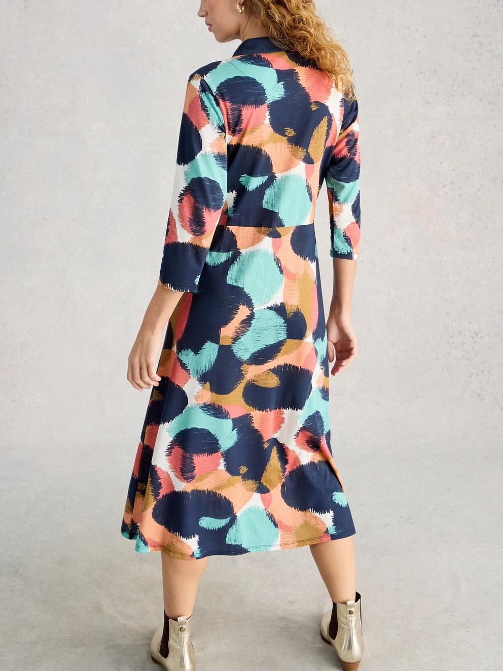 Rua Jersey Collared Shirt Dress Midi