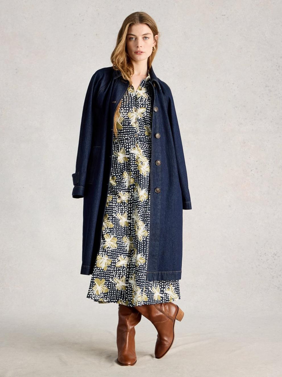 Rua Jersey Collared Shirt Dress Midi