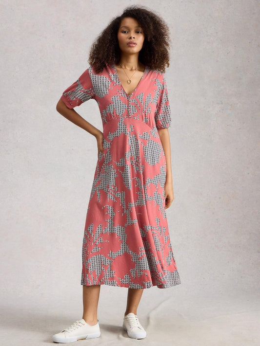Megan Short Sleeve V Neck Jersey Dress