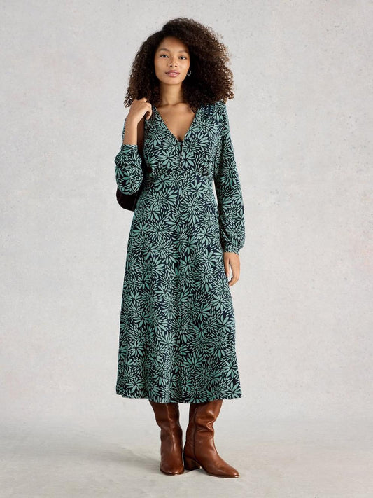 Megan Midi Jersey V Neck Dress