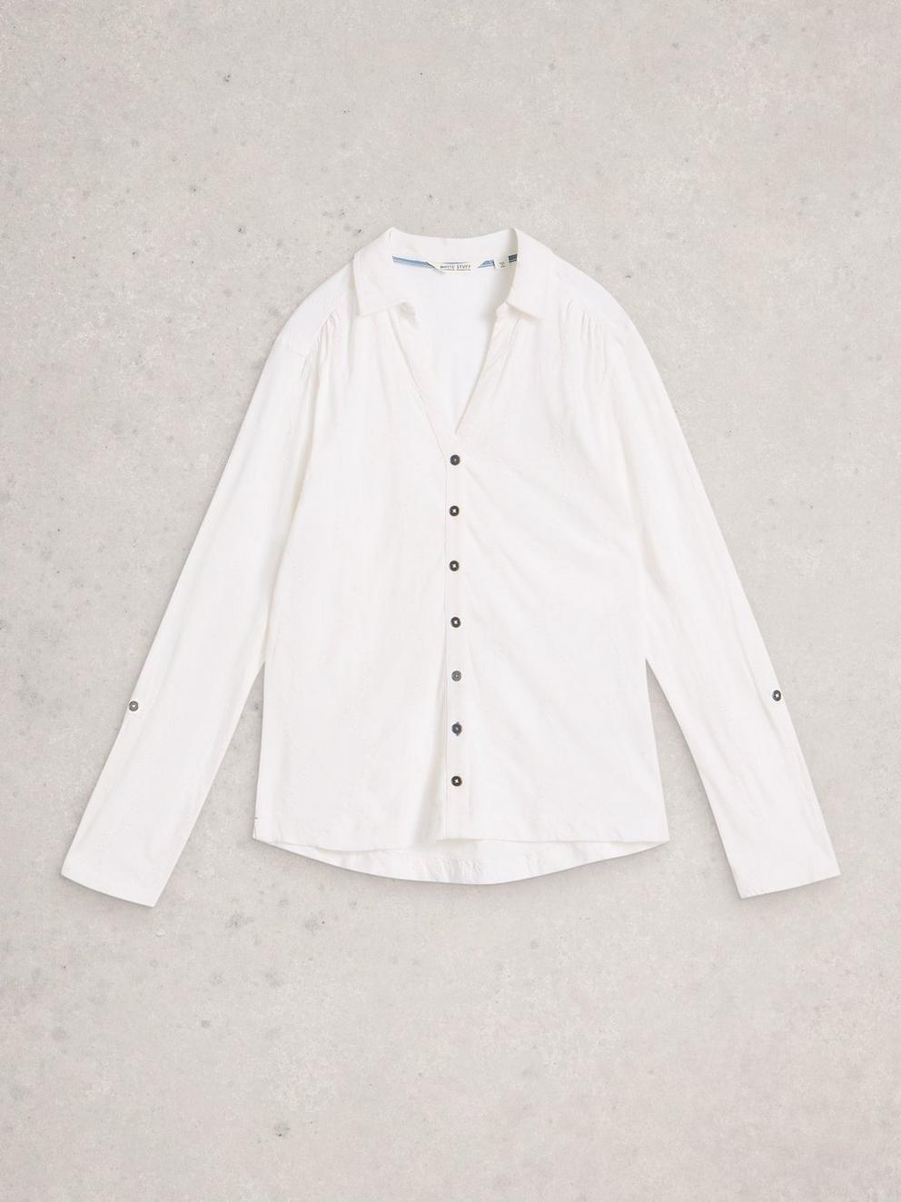 Annie Broderie Collared Jersey Shirt