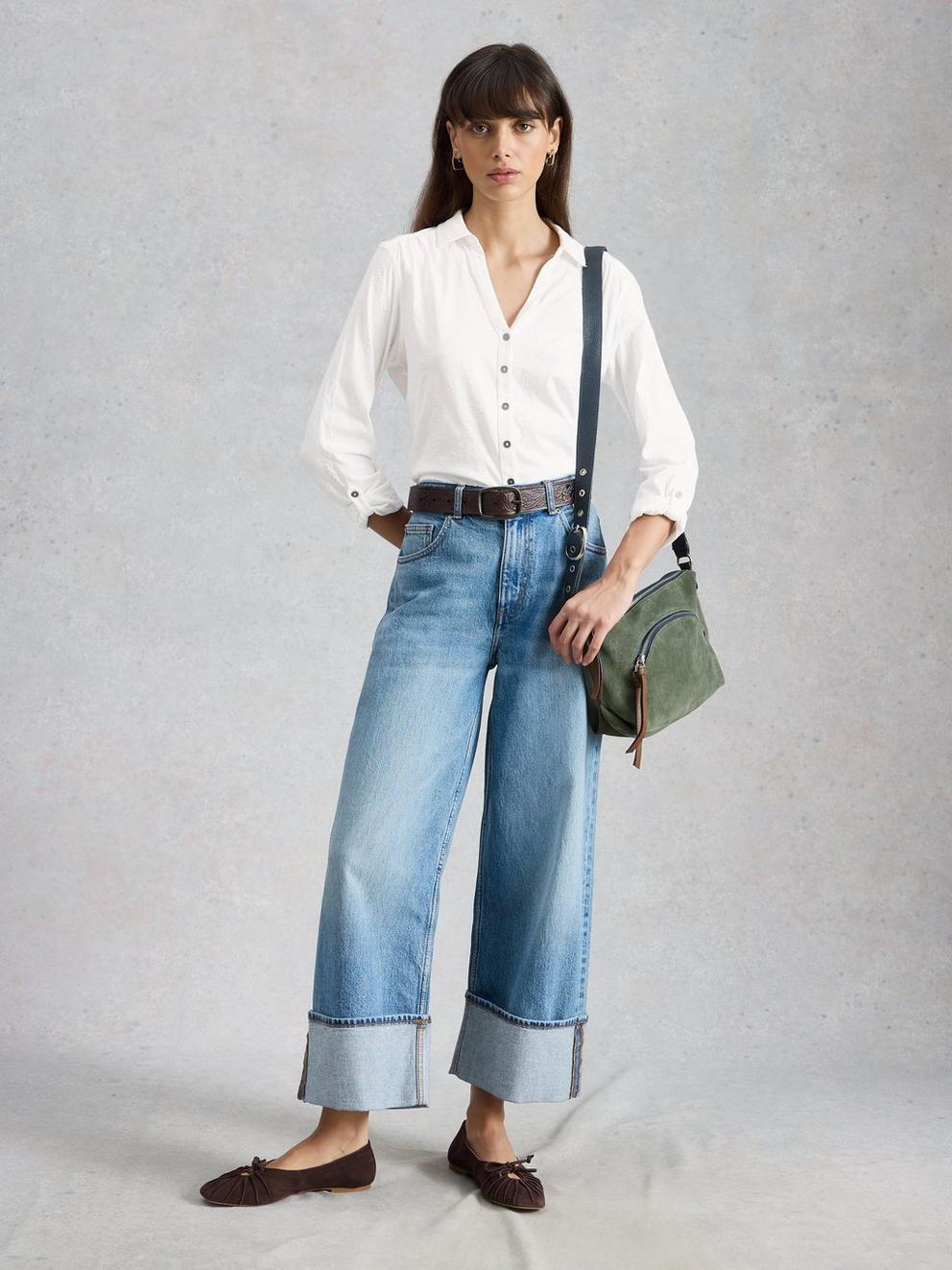 Annie Broderie Collared Jersey Shirt