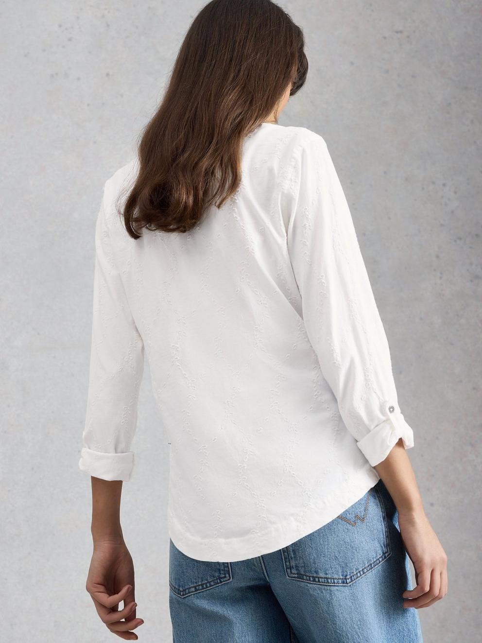 Annie Broderie Collared Jersey Shirt