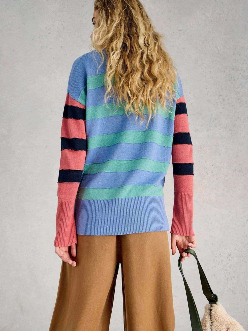 Olive Crew Neck Stripe Jumper