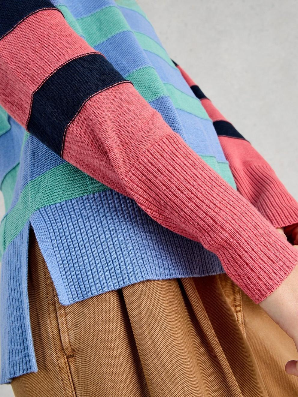 Olive Crew Neck Stripe Jumper