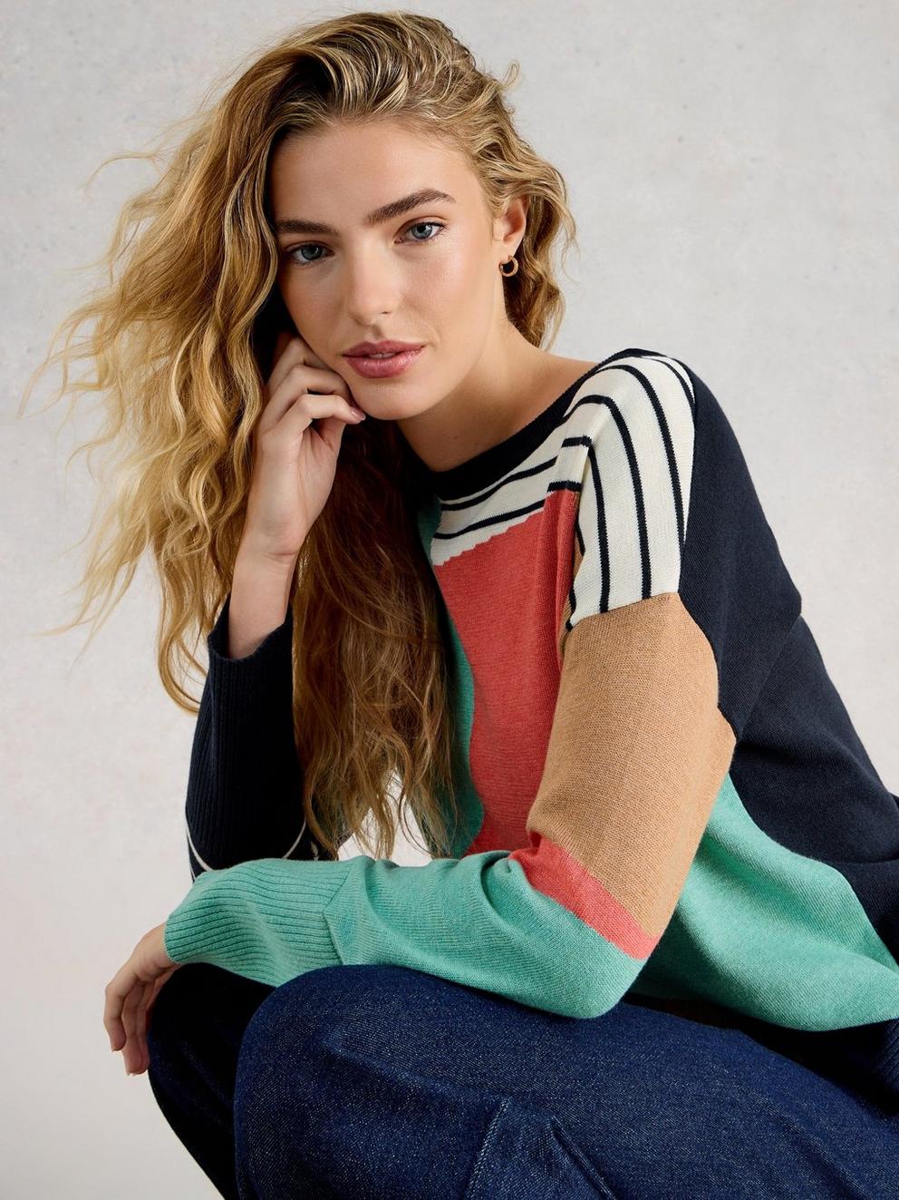 Olive Crew Neck Abstract Jumper