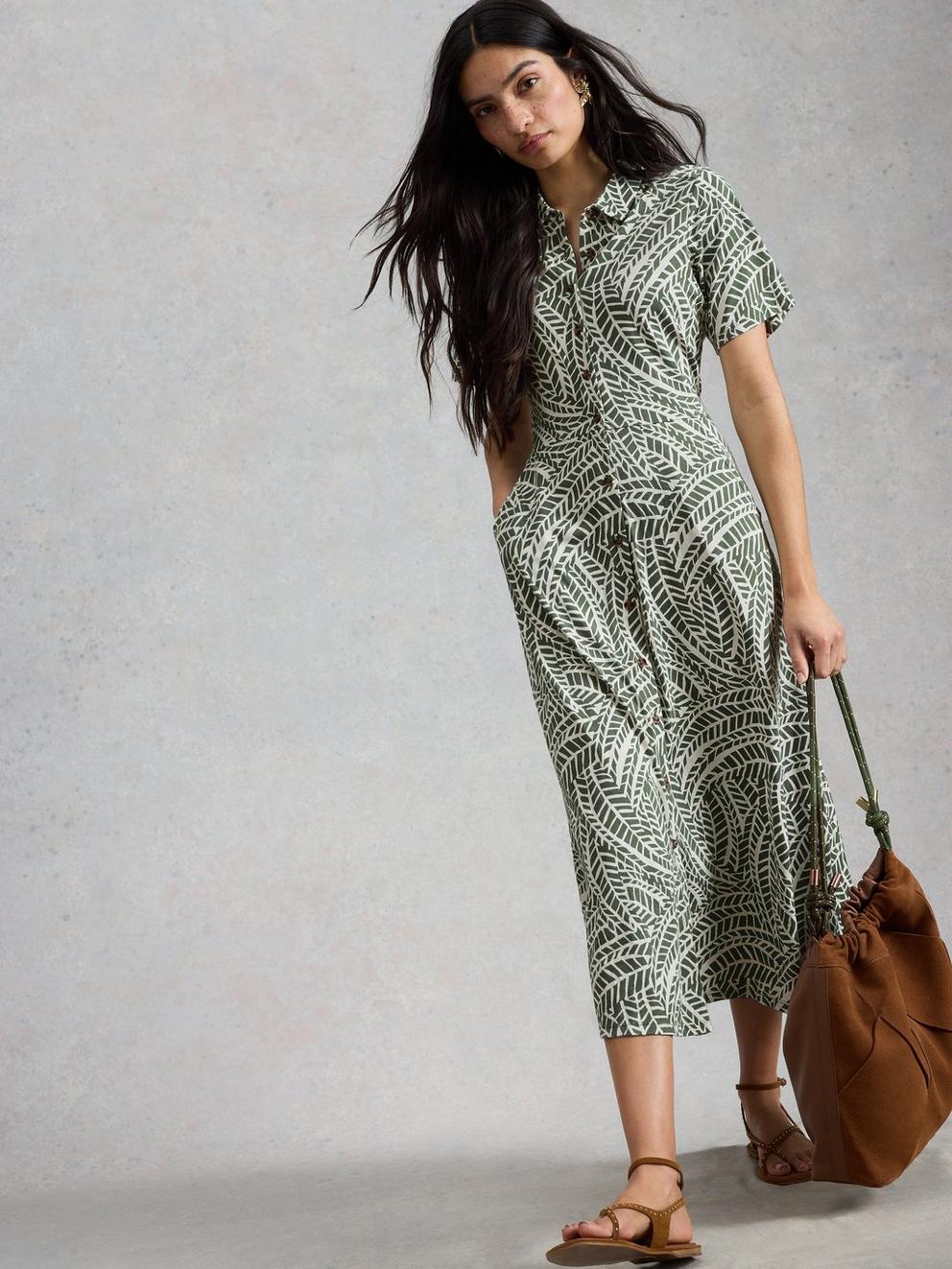 Rua Jersey Collared Midi Dress