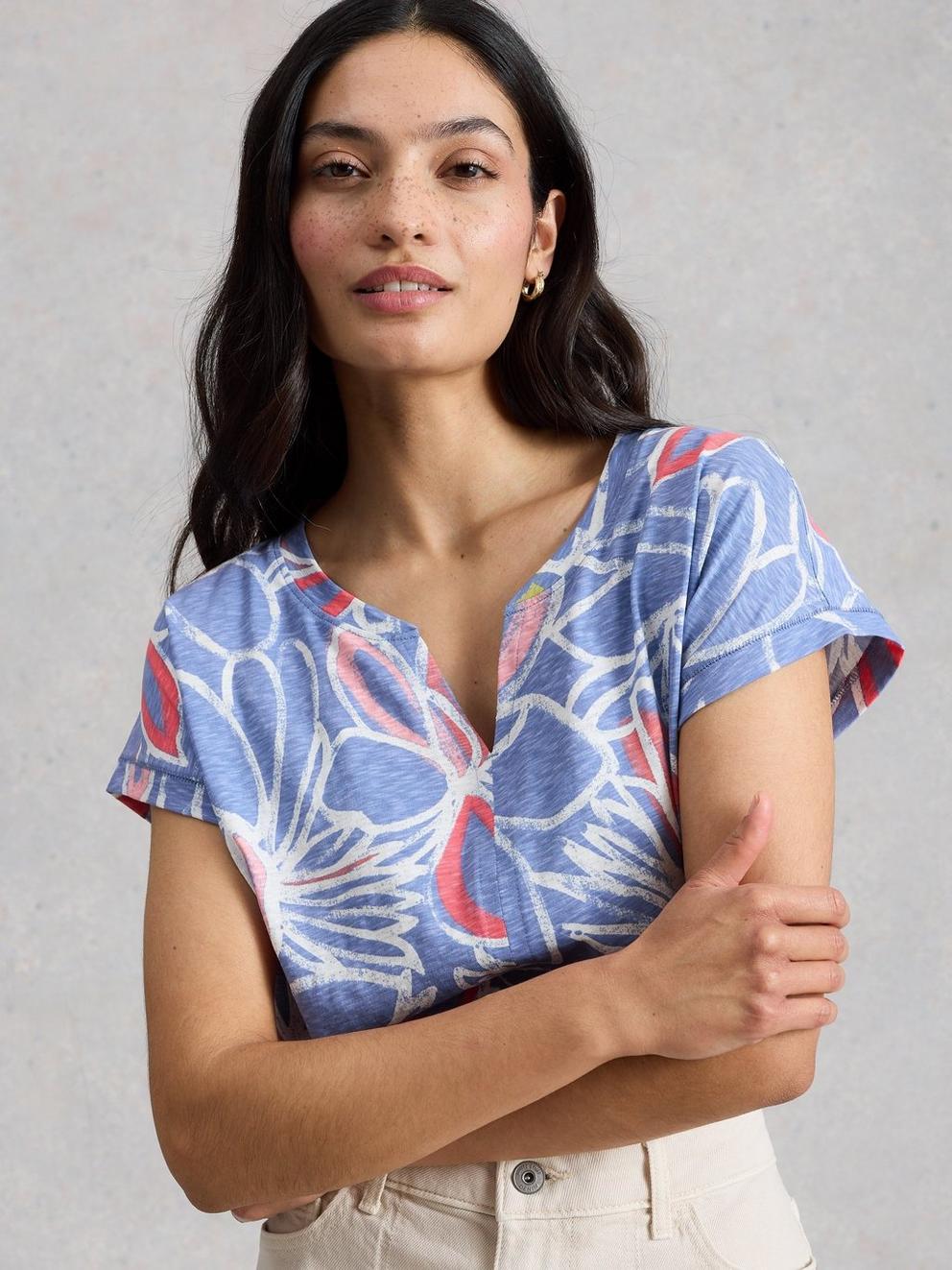 Nelly Cotton Notch Neck T-Shirt