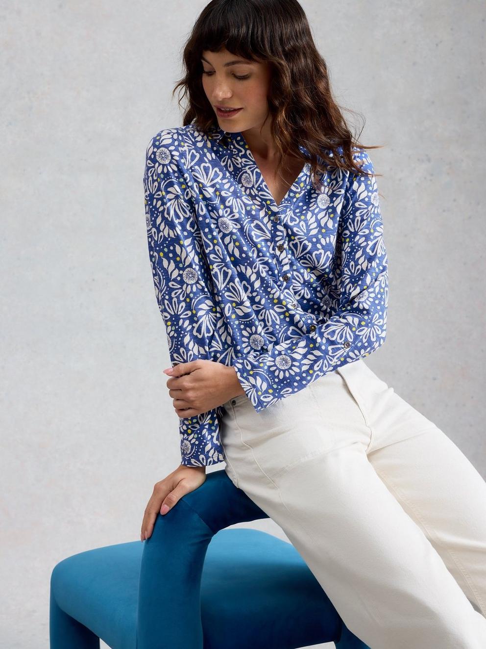 Annie Jersey Collared Printed Shirt