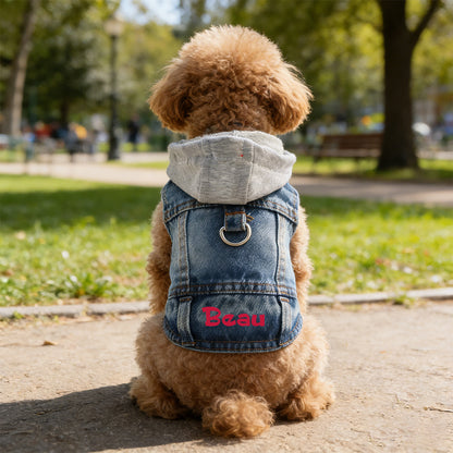 Personalisierte Denim Kapuzenjacke für Haustiere | inCloth60