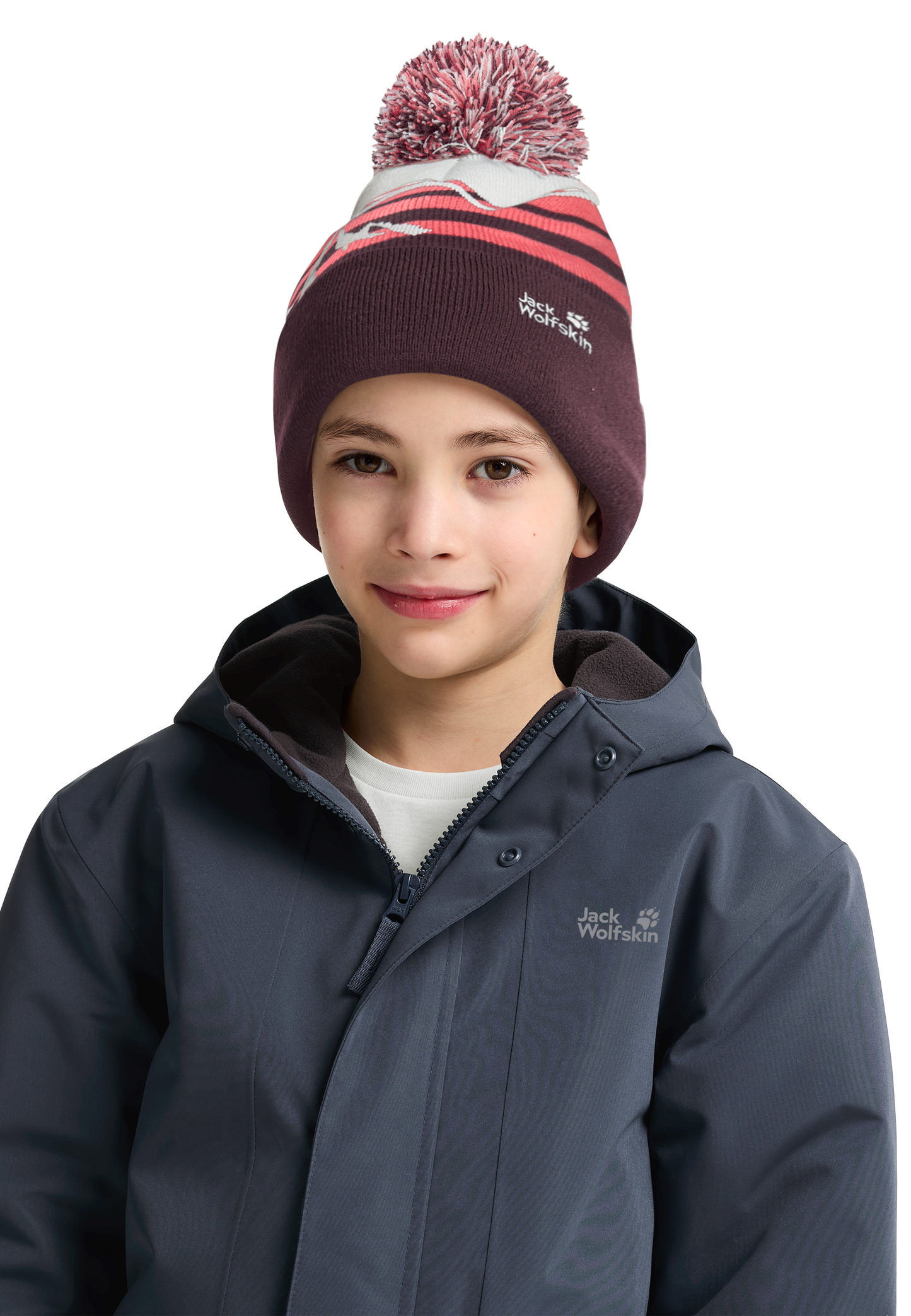 STRIPY POMPOM BEANIE K