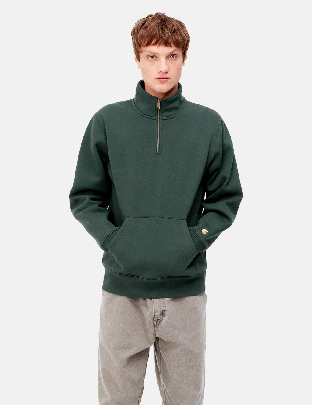 Sweat-shirt zippé Chase Neck – Marron Ombre Foncé