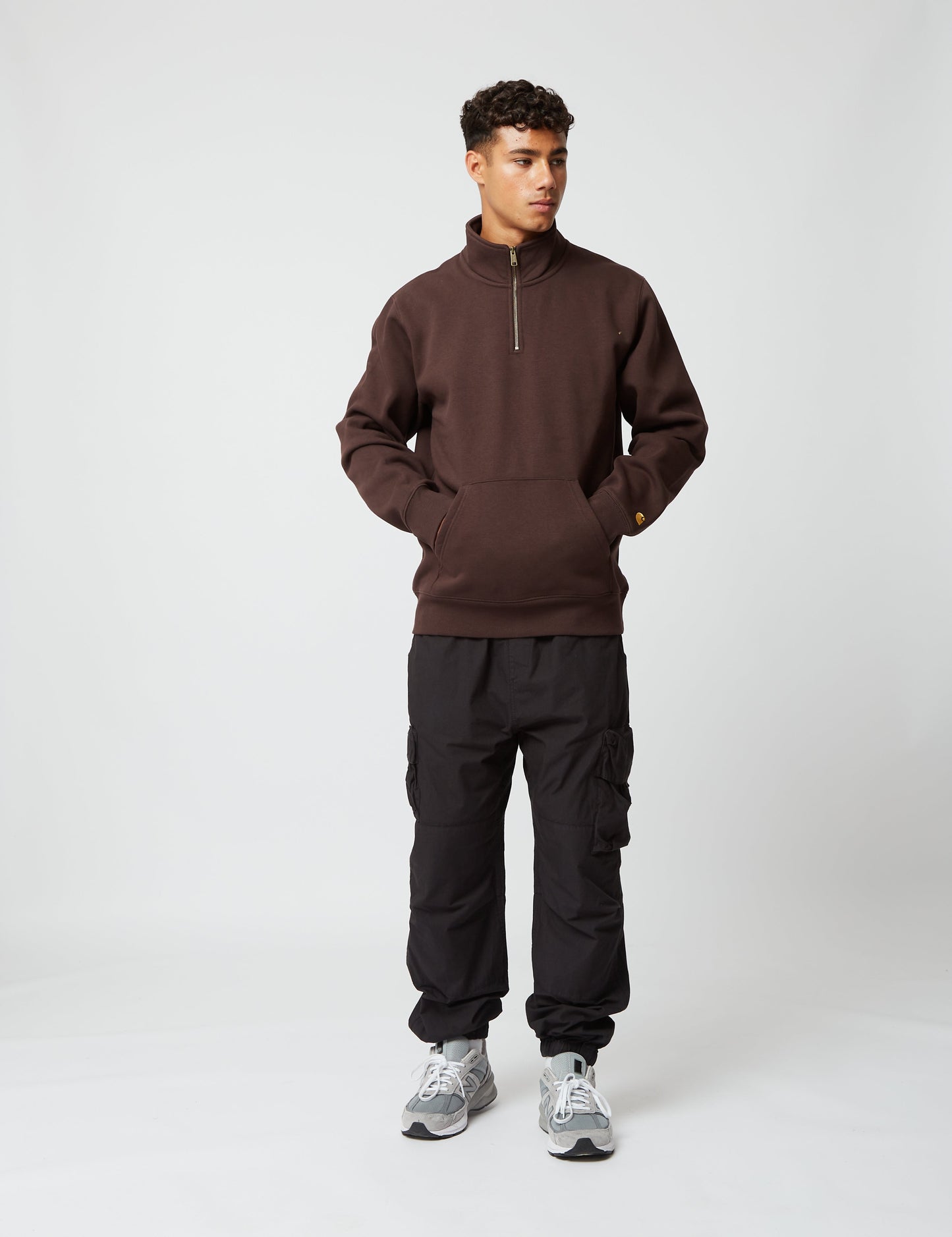 Sweat-shirt zippé Chase Neck – Marron Ombre Foncé