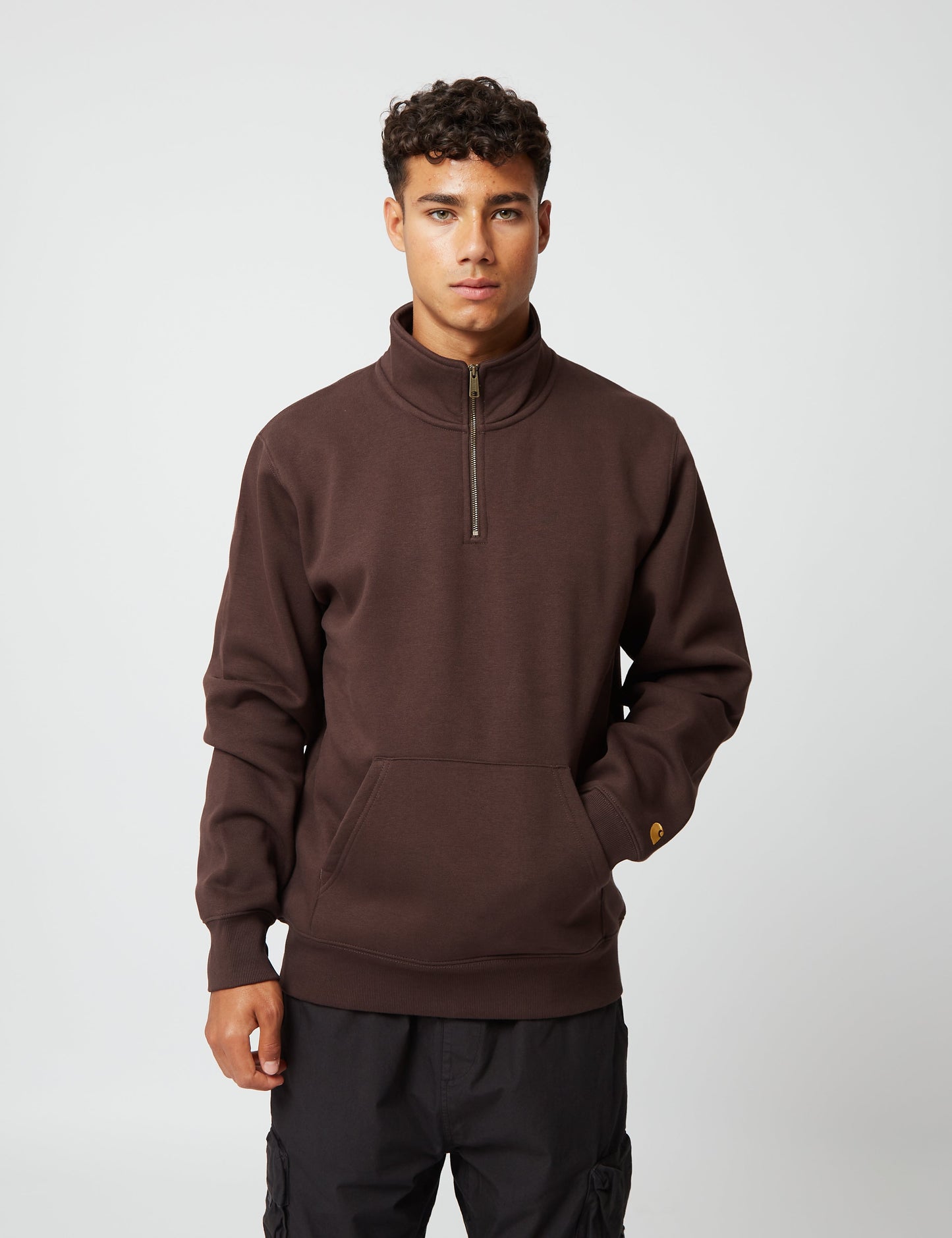 Sweat-shirt zippé Chase Neck – Marron Ombre Foncé