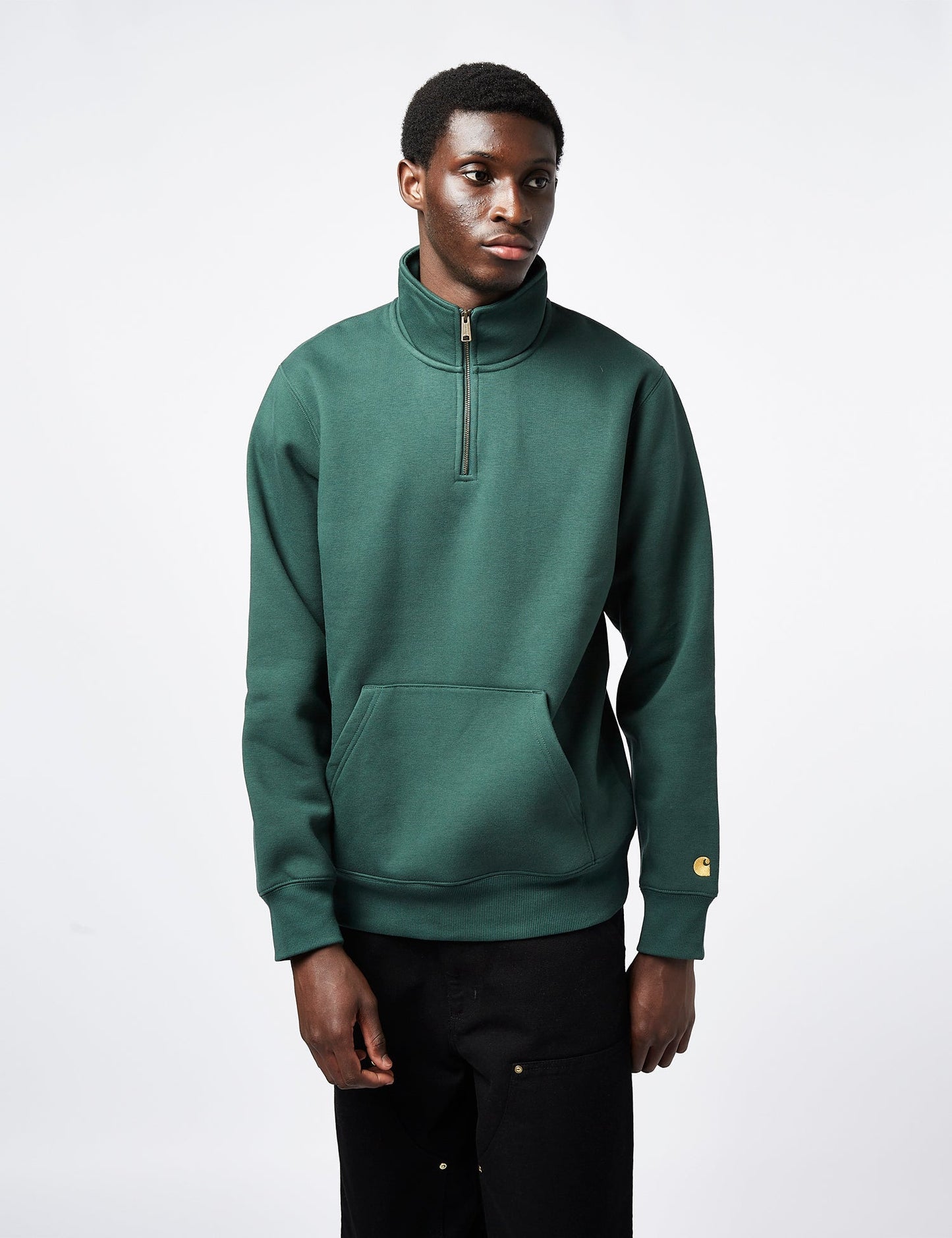 Sweat-shirt zippé Chase Neck – Marron Ombre Foncé