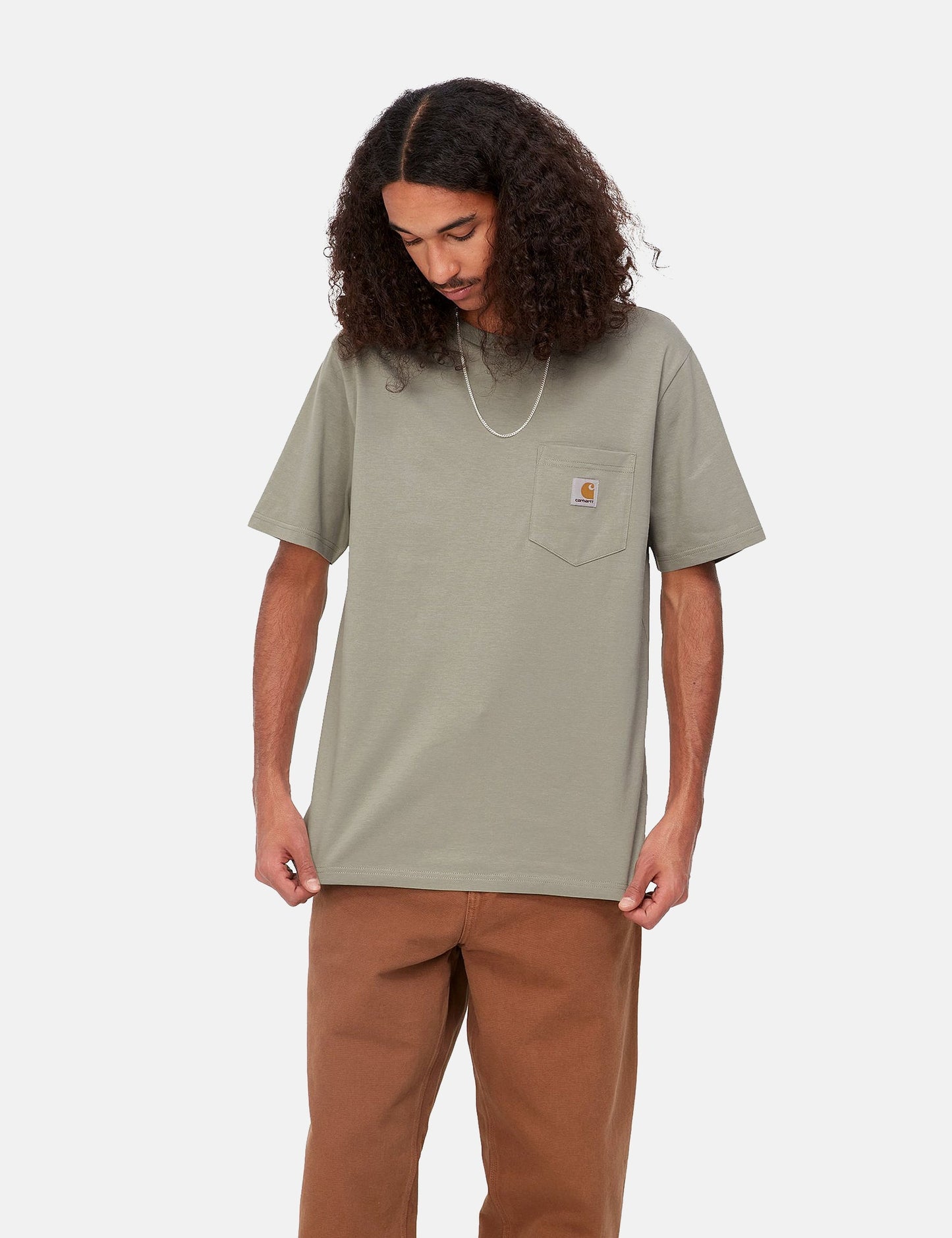 T-shirt à poche (régulier) - Vert yucca chiné