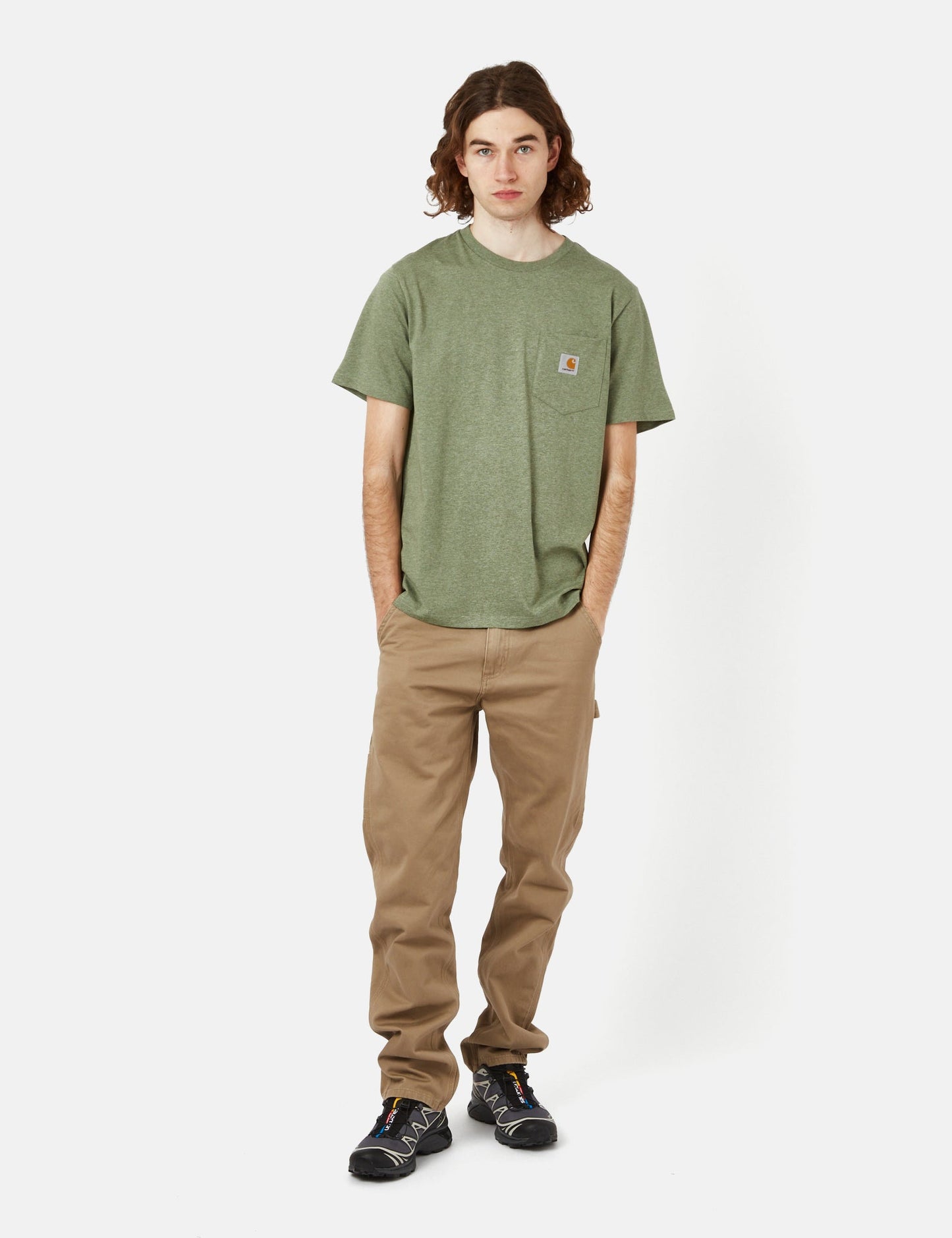 T-shirt à poche (régulier) - Vert yucca chiné