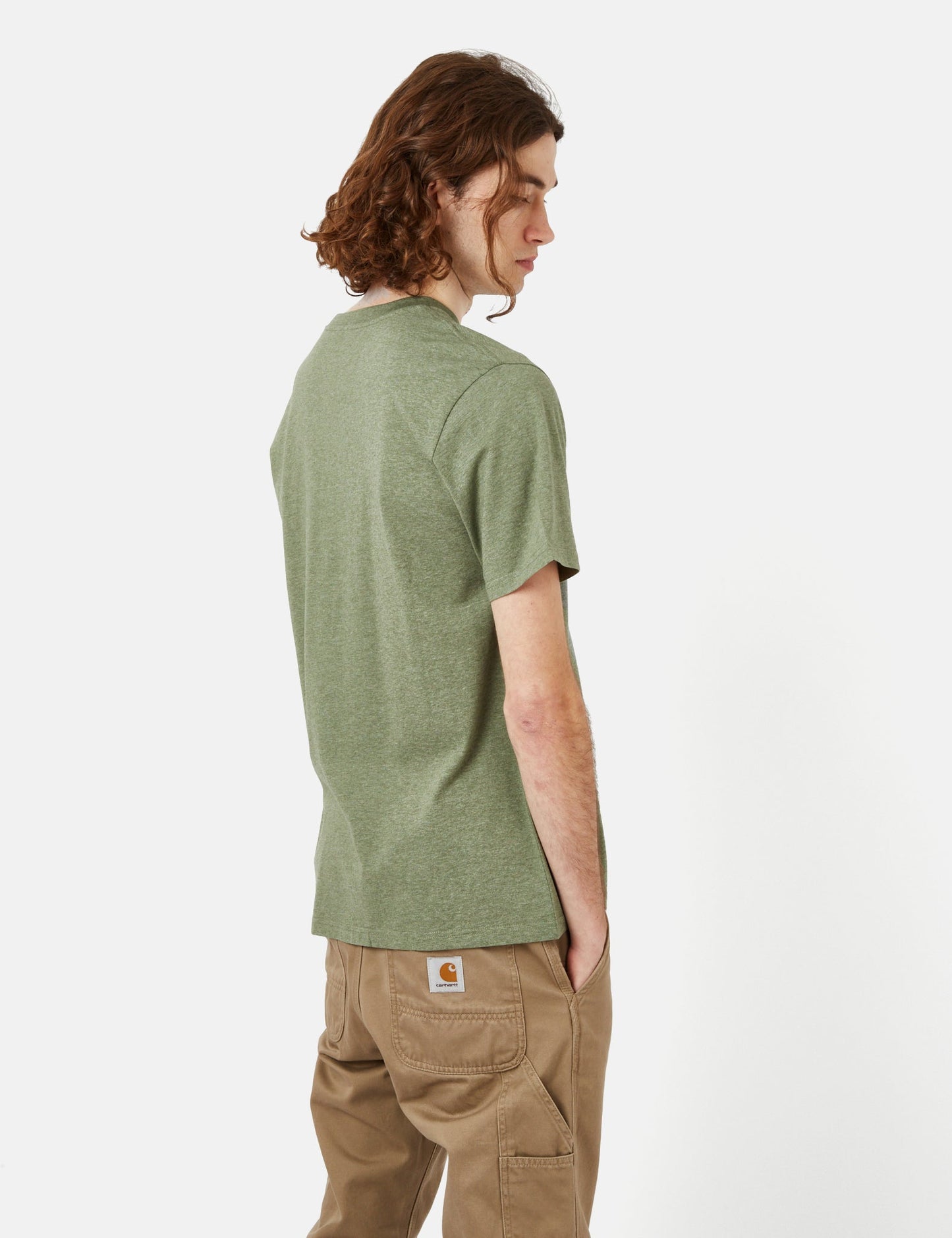 T-shirt à poche (régulier) - Vert yucca chiné