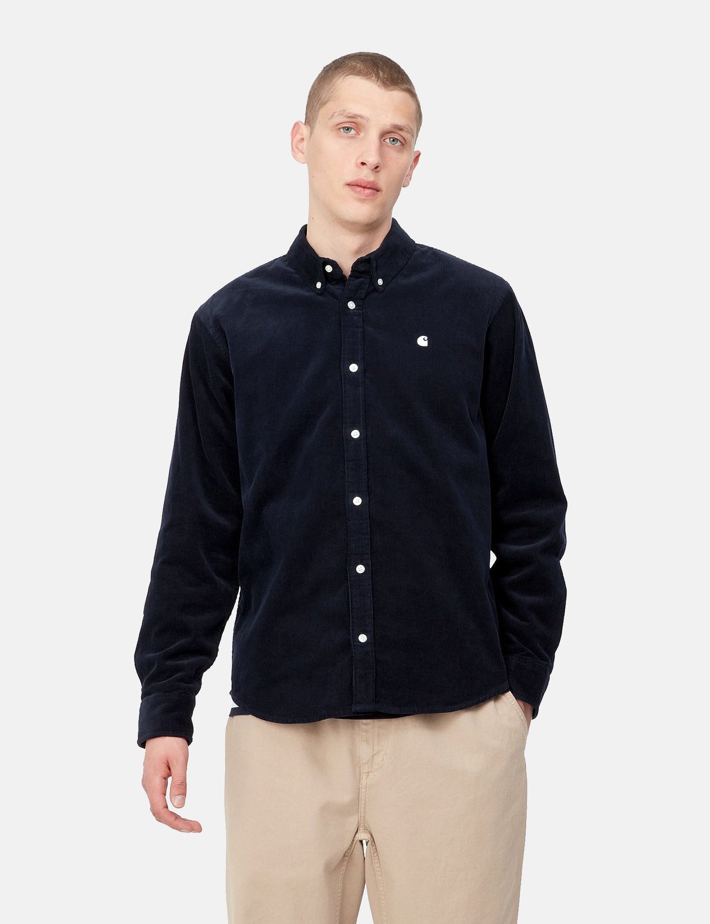 Madison Hemd (Feincord) - Dunkel Marineblau/Weiß