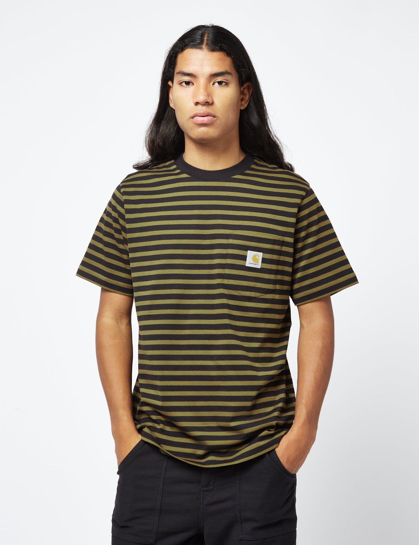 Seidler Pocket T-Shirt (Seidler Stripe) – Salt Grey/Black