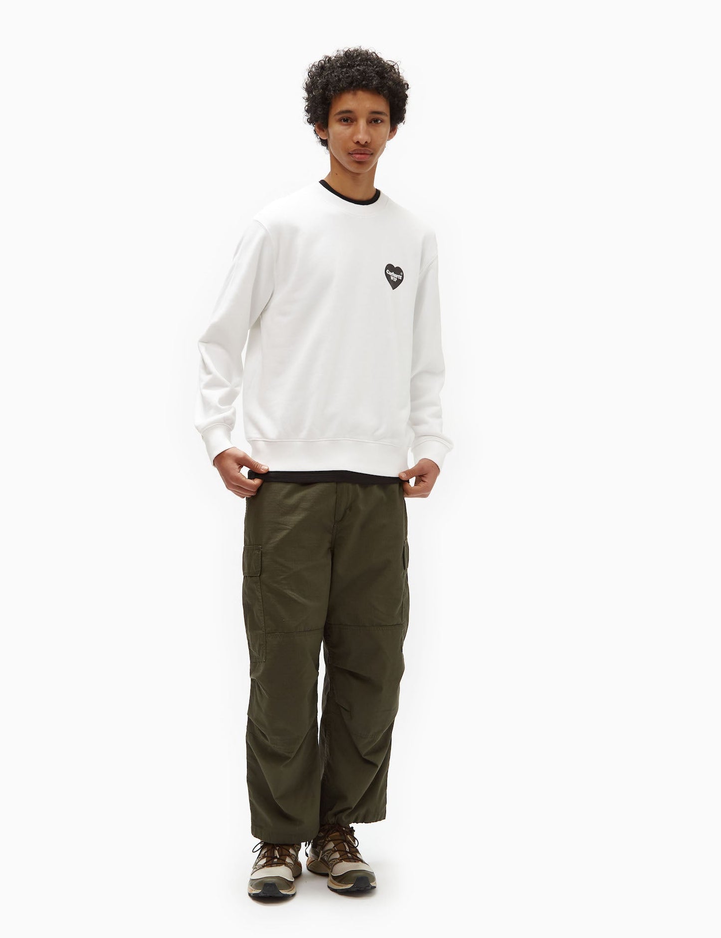 Sweatshirt mit Herz-Bandana (locker geschnitten) – Weiß