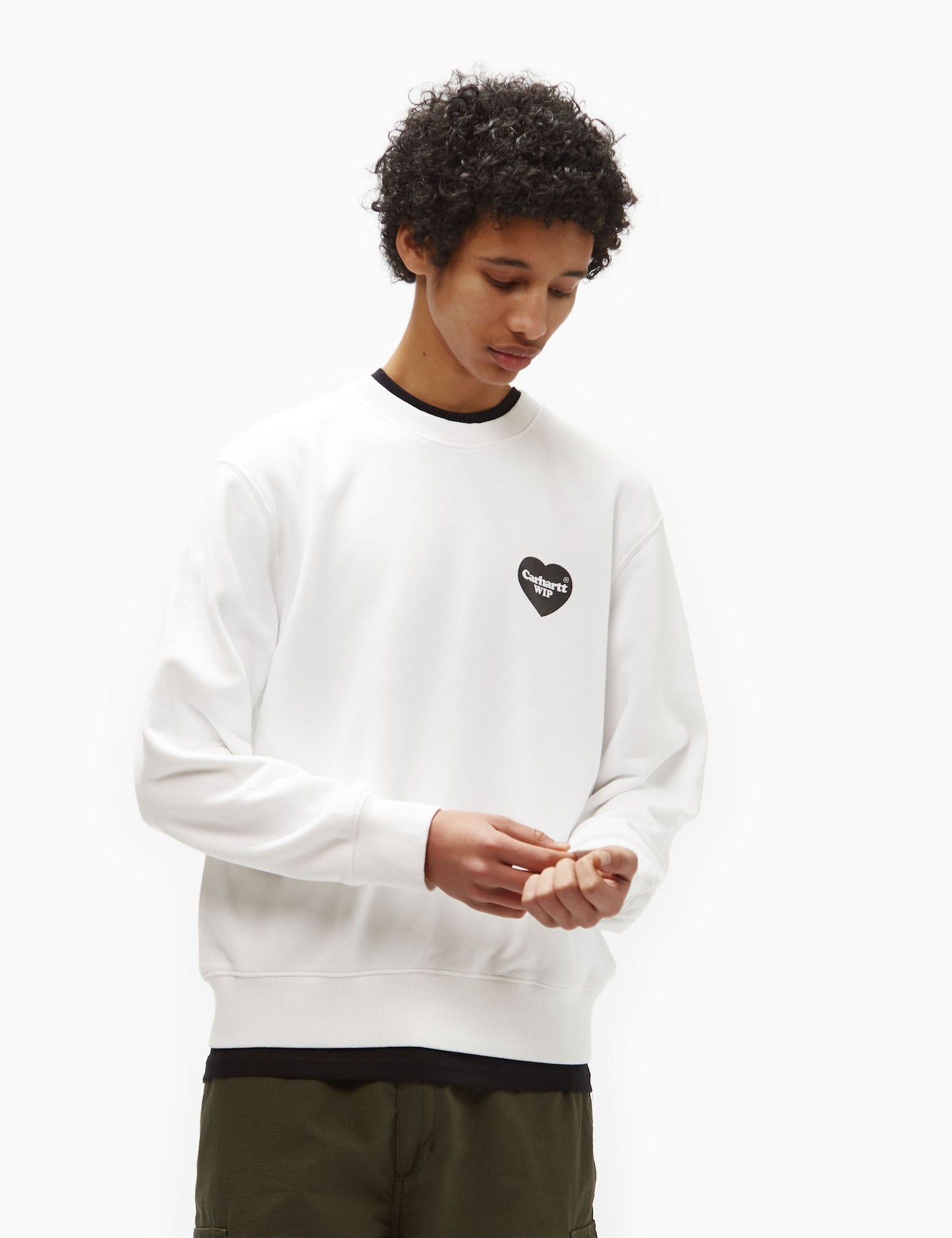 Sweatshirt mit Herz-Bandana (locker geschnitten) – Weiß