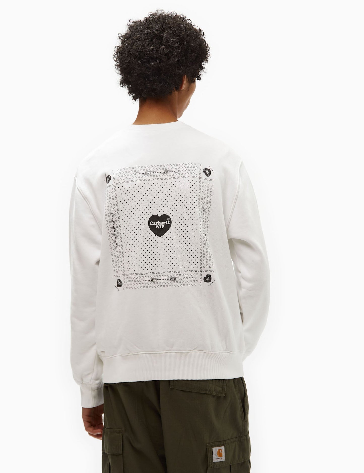 Sweatshirt mit Herz-Bandana (locker geschnitten) – Weiß