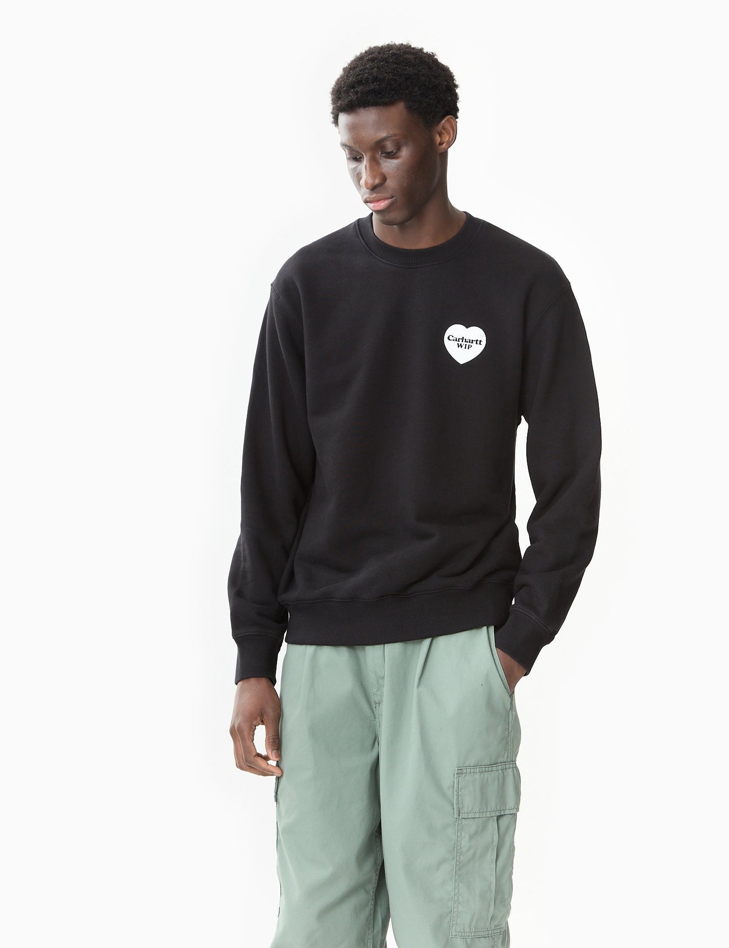 Sweatshirt mit Herz-Bandana-Print (leger geschnitten) – Schwarz