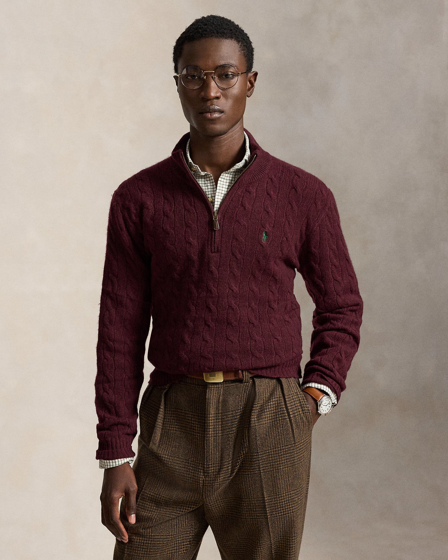 Cable-Knit Quarter-Zip Jumper