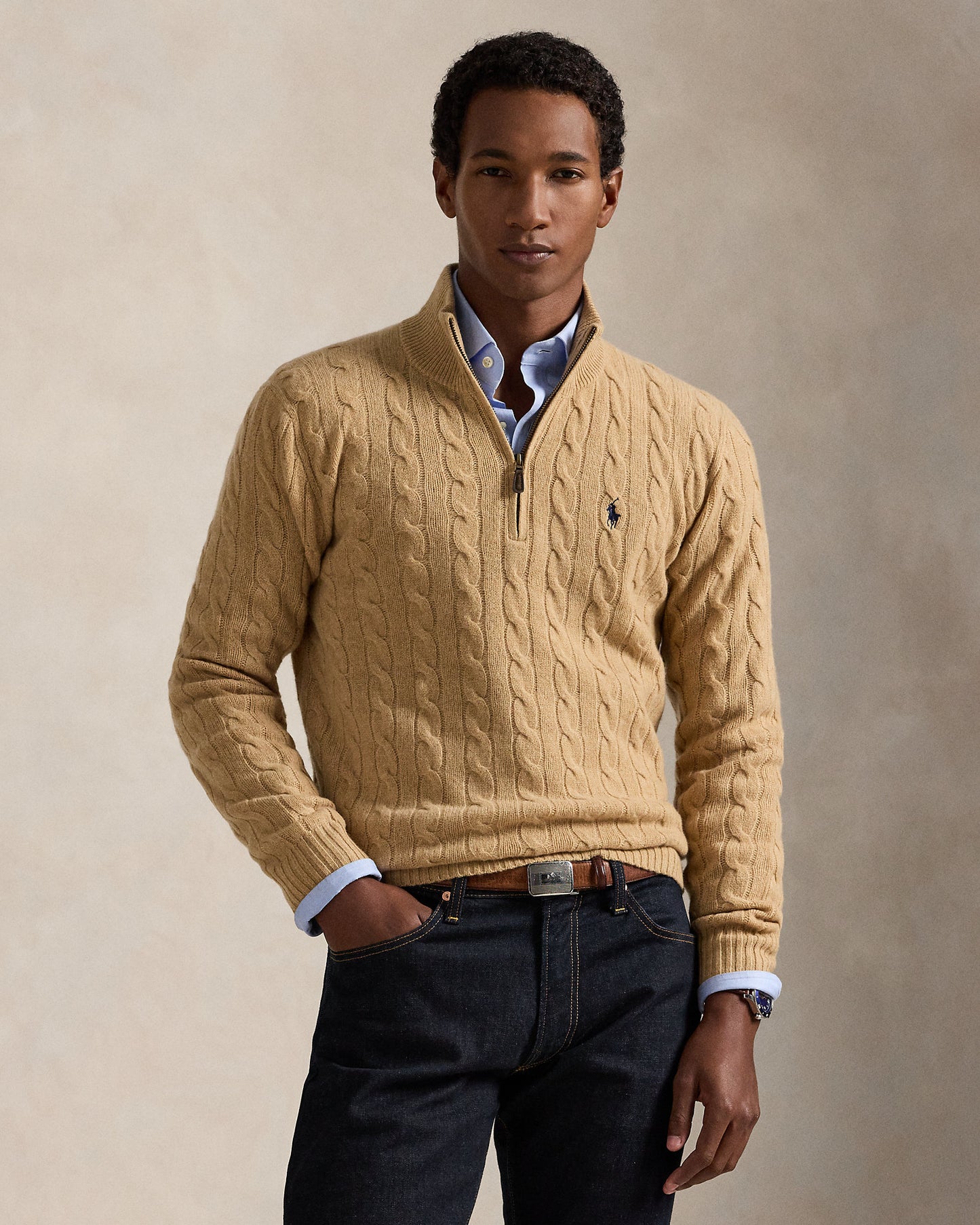 Cable-Knit Quarter-Zip Jumper
