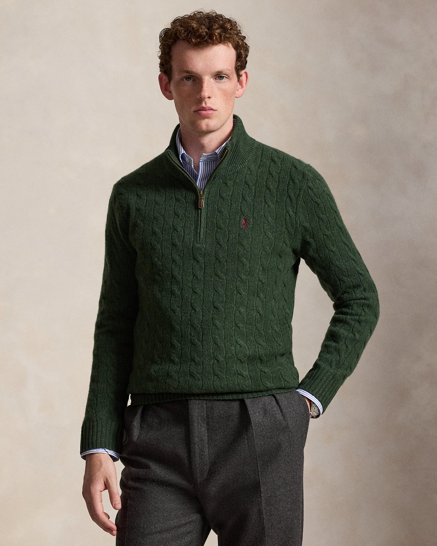 Cable-Knit Quarter-Zip Jumper